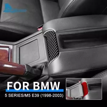 Настоящее углеродное волокно для BMW 5 серии M5 E39 1998-2003, ящик для хранения, передний подлокотник, ручка, панель, наклейки, внутренняя отделка красный