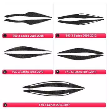 Настоящее углеродное волокно для BMW F10 F30 E90 3 5 серии, передняя фара автомобиля, лампа для бровей, век, наклейка, внешний декор, аксессуары F30(2013-2019)