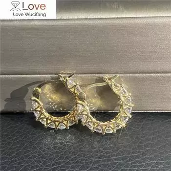 Настоящее золото милые серьги кольца современные женские ювелирные изделия люксовые бренды ретро винтажные серьги циркон красочные