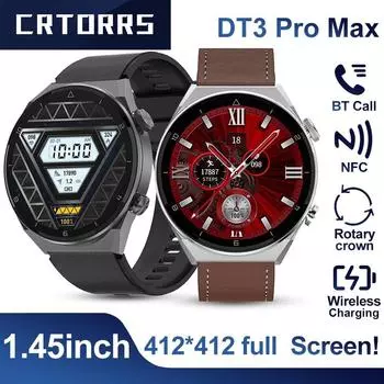 Настоящие 1,45-дюймовые 412*412 полноэкранные умные часы для мужчин Nfc Ai Bluetooth Call Fitness Водонепроницаемые спортивные наручные умные часы для женщин With Original Box