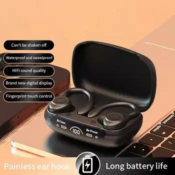 Настоящие беспроводные наушники Bluetooth 5.3 с микрофоном и сенсорным управлением, шумоподавляющие крючки, водонепроницаемая гарнитура