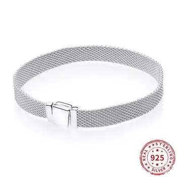 Настоящие бусины из стерлингового серебра 925 пробы, браслеты с бусинами-клипсами для женщин, подходят оригинальные браслеты с отражениями, подвески для женщин, ювелирные изделия, ювелирные изделия 21cm