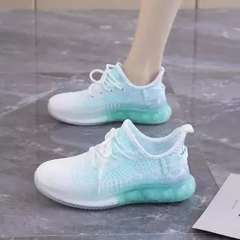 Настоящие кроссовки из попкорна, женская обувь, новая повседневная обувь из сетчатой ткани Fly, летняя дышащая обувь для бега с мягкой подошвой для женщин 35 розовый