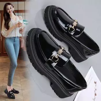 Настоящие мягкие кожаные мокасины женские в британском стиле маленькие кожаные туфли толстые мягкие подошвы одинарные туфли женские длинные не устающие женские туфли 39
