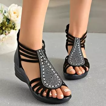 Настоящие мягкие кожаные римские сандалии женские туфли на толстом каблуке для мам модная верхняя одежда женские сандалии на танкетке женские туфли на платформе 35 бежевый