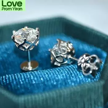 Настоящие серьги-гвоздики из муассанита цвета D 0,5/1 карат, 100% стерлинговое серебро 925 пробы, сверкающие, для помолвки, изысканные ювелирные украшения