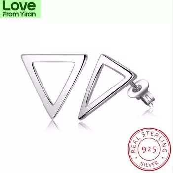 Настоящие серьги-гвоздики из стерлингового серебра 925 пробы с маленькими треугольными серьгами для женщин, минималистичные геометрические серьги-гвоздики с выразительным дизайном