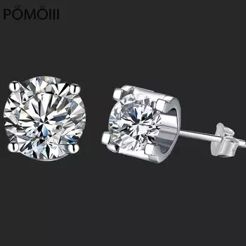 Настоящие серьги-гвоздики с муассанитом 0,5 карата D цвета, стерлинговое серебро 925 пробы, драгоценные камни, ювелирные изделия для женщин, подарок