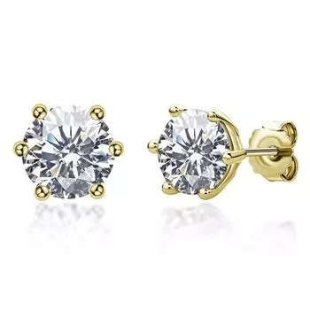 Настоящие серьги-гвоздики с муассанитом 0,5 карата/1 карата/2 карата из стерлингового серебра 925 пробы, позолоченные для женщин, свадебные ювелирные изделия, подарок 0.5 carat