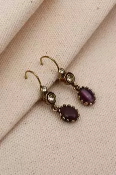 Настоящие серьги-подвески с фиолетовыми камнями