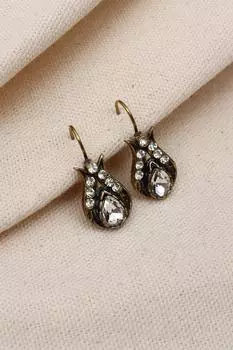 Настоящие серьги с белыми камнями