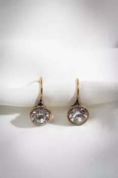 Настоящие серьги с белыми круглыми камнями