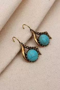 Настоящие серьги с бирюзой