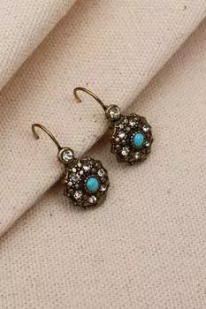 Настоящие серьги с деталями из бирюзового камня