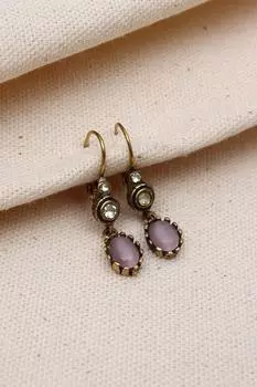 Настоящие серьги с камнями сиреневого цвета