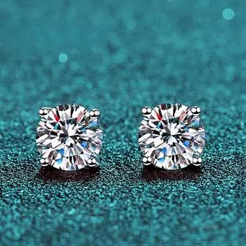 Настоящие серьги с муассанитом цвета D 0,1-2 карата для женщин, 100% серебро 925 пробы с покрытием из белого золота, свадебные украшения 0.1ct 3mm