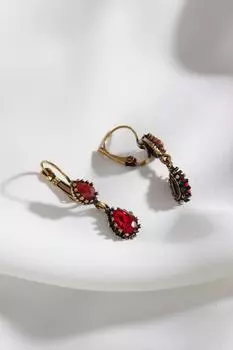Настоящие серьги с подвесками из красного камня