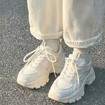 Настоящие женские мягкие кожаные туфли Dad Shoes женские осенние дышащие тонкие и универсальные повседневные кроссовки с толстой подошвой для отдыха женские 35