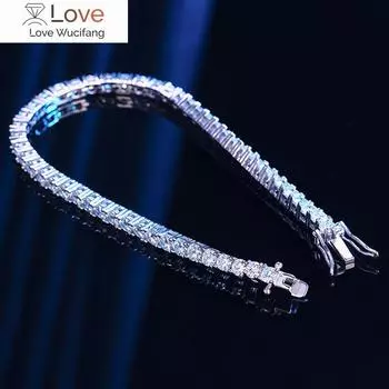 Настоящий 4 мм муассанит, сверкающий полный бриллиант, GRA, стерлинговое серебро 925 пробы, свадебные, помолвочные, вечерние ювелирные браслеты для женщин 16cm