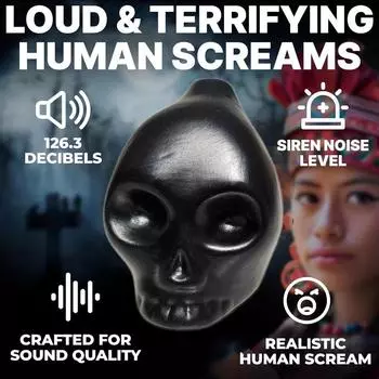 Настоящий ацтекский свисток смерти:Громовые отголоски древности. Ощутите мощный звук в 125 дБ. чёрный