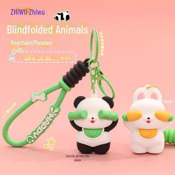 «Настоящий брелок в виде панды и кролика из фруктов — креативный кулон на сумку студента»