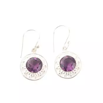 Настоящий фиолетовый аметист 925 стерлинговое серебро ручной работы ювелирные изделия серьги для Siste EE-153-7