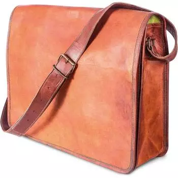 Настоящий Художник Винтажная Кожа Мужская Сумка Мессенджер Через Плечо для Ноутбука Портфель 11 x 9 x 3 in коричневый