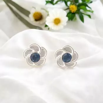 Настоящий Лондонский Голубой Топаз Драгоценный Камень 925 Серебро Ювелирные Изделия Серьги-пусеты 0.5 Для Нее EE-157-5