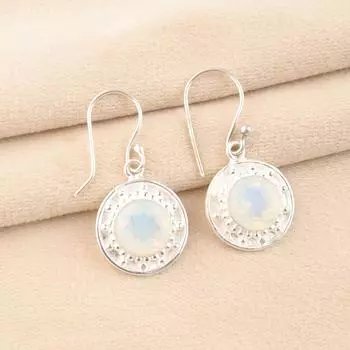 Настоящий молочный опал, ручная работа, серьги из стерлингового серебра 925 пробы для девочки, 1,5 дюйма EE-153-16