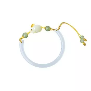 Настоящий выстрел Хэтянь Нефритовый кролик Нефритовый пробковый браслет-половина браслета Женская монета Кролик, как парча, Маленький дизайнерский браслет Adjustable size