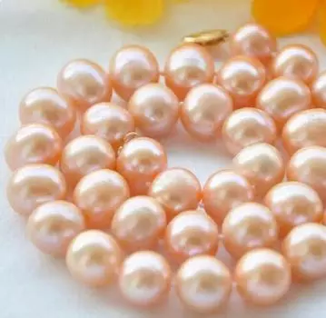 НАСТОЯЩЕЕ ОЖЕРЕЛЬЕ С КРУГЛЫМ розовым пресноводным жемчугом диаметром 17 дюймов и диаметром 10 мм.