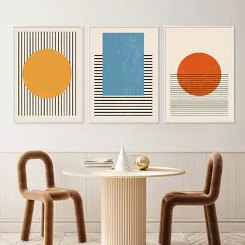 Настраиваемая картина Гостиная Домашний интерьер Абстрактная геометрическая форма Цветной блок Линия Настенное искусство Плакат Печать на холсте Живопись 21x30cm No Framed