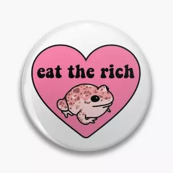 Настраиваемая мягкая пуговица Eat The Rich Frog, булавка для воротника любовника, женский декор, булавка с отворотом, милые ювелирные изделия с героями мультфильмов, модная брошь для одежды