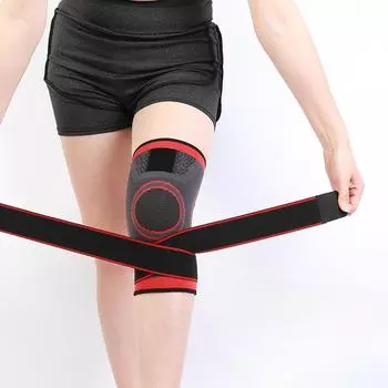 Настраиваемые наколенники, трикотажные нейлоновые бинты, давящие наколенники, спортивные наколенники, защитное снаряжение для бега и наколенники с ремнями. S