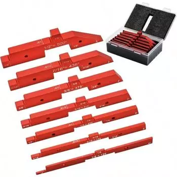 Настроечные бруски для фрезерного стола, 7 шт. алюминиевых прецизионных установочных блоков, набор измерителей высоты для деревообрабатывающего фрезерного стола, аксессуары для пилы с разной глубиной угла 7pcs красный