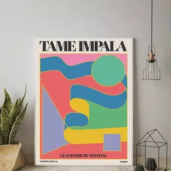 Настроить Tame Impala at Glastonbury Gig Poster, винтажный красочный холст, картина, ретро настенные панно для гостиной, домашний декор 21cm30cm NoFrame