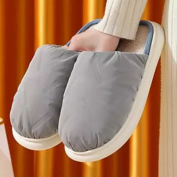 Наступая на дерьмо, чувствуя себя кокосом, большой белый фон, пара тапочек, зимние теплые домашние тапочки из хлопка с толстой подошвой, женский супермаркет для 40-41 серый