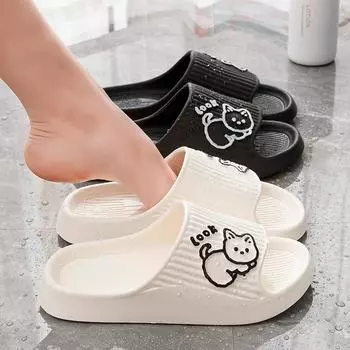 Наступая на дерьмо, чувствуя себя круто, тапочки женские летние для дома, дома, пара, нескользящие, мультфильм, толстое дно, ванна, чувство старшего мужчины 36/37