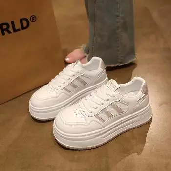 Наступая на дерьмо, маленькие белые туфли из кожи, женские, новинка 2025 года, сетчатые, дышащие, на толстой подошве, с мягкой подошвой, повседневные спортивные туфли 35