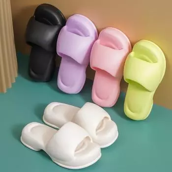 Наступая на дерьмо тапочки на толстой подошве на высоком каблуке модные односложные тапочки женские классные тапочки 2025 новые 36/37 чёрный