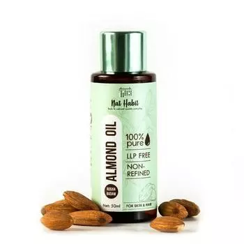 Nat Habit 100% чистое миндальное масло (Роган Бадам), Для кожи и волос, нерафинированное, без химикатов и консервантов - 50 мл