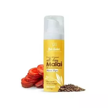 Nat Habit All Day Face Cream Fresh Whipped Flax Carrot Face Malai & Omega+ для жаркой влажной погоды Увлажнение лица (Возраст 35+) - 30г