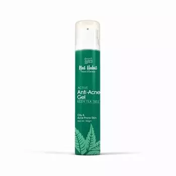 Nat Habit Anti-Acne Neem Aloevera Gel Moisturizer For Face | Помогает предотвратить появление прыщей, пятен и стимулирует выработку коллагена с маслом нима и чайного дерева | 50 г