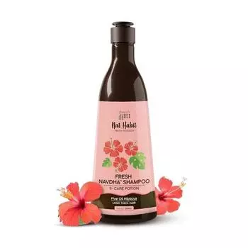 Nat Habit Безсульфатный натуральный шампунь для роста волос с пятью маслами гибискуса, шампунь Navdha для женщин и мужчин (Упаковка 1 X 250 мл)