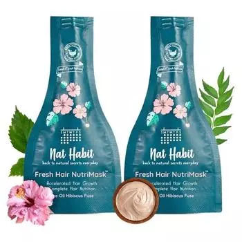 Nat Habit Five Oil Hibiscus NutriMask-Маска для волос для роста волос, кондиционирования, разглаживания, сухих и вьющихся волос(Упаковка 2 х 40 г)