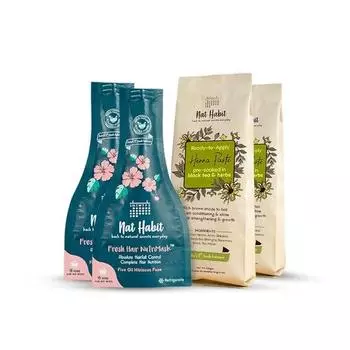 Nat Habit Fresh Готовая к применению паста из хны и пяти масел гибискуса для волос NutriMask — идеальное сочетание для глубокого кондиционирования волос (Комбинированный набор из 4 штук)