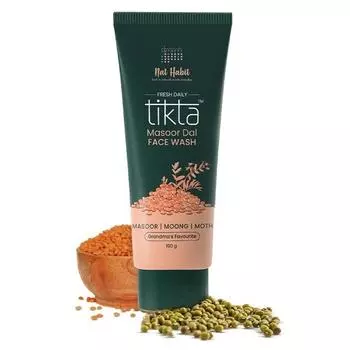 Nat Habit Masoor Dal Face Wash, Fresh Daily Tikta для мужчин и женщин, осветляющий кожу, с Masoor и Moth Dal - 100 г