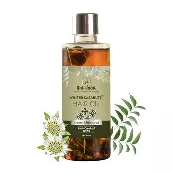 Nat Habit Neem Bhringraj Зимнее масло для волос для мужчин и женщин, уменьшает перхоть, подходит для всех типов волос, без парафина, минеральное масло, 100 мл