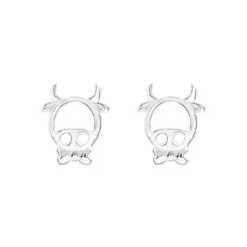 Natal Cow Zodiac Earrings Are Small, Cute And Sweet, Suitable For Students With Round Faces, Simple Hollow Calf Stud Earrings, Women