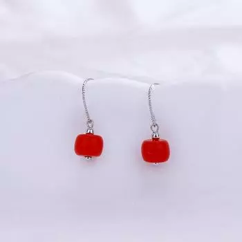 Натальный год китайские красные бусины киновари короткие серьги-крючки в этническом стиле классическая элегантность серьги из агата Наньхун copper